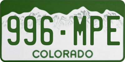 CO license plate 996MPE