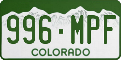 CO license plate 996MPF