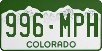 CO license plate 996MPH