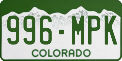 CO license plate 996MPK