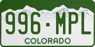 CO license plate 996MPL