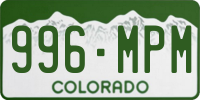 CO license plate 996MPM
