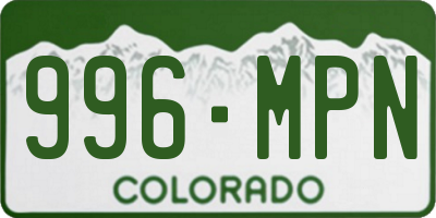 CO license plate 996MPN