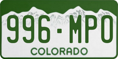 CO license plate 996MPO