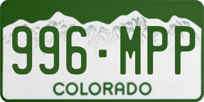 CO license plate 996MPP