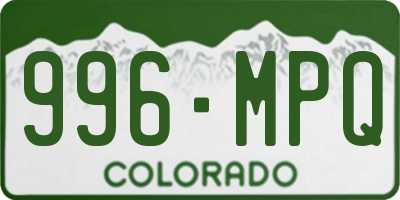 CO license plate 996MPQ