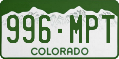 CO license plate 996MPT