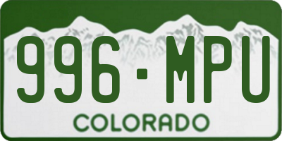 CO license plate 996MPU