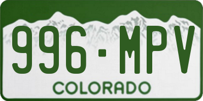 CO license plate 996MPV