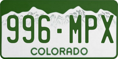 CO license plate 996MPX