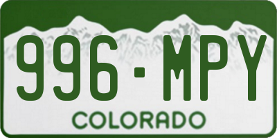 CO license plate 996MPY