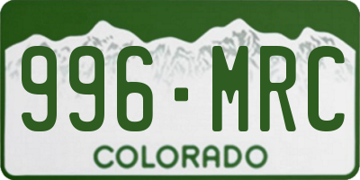 CO license plate 996MRC