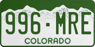 CO license plate 996MRE