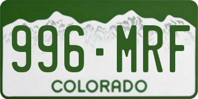 CO license plate 996MRF