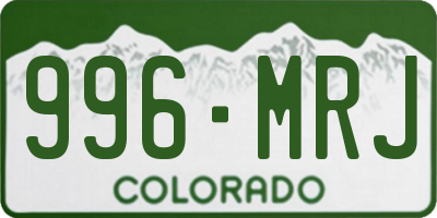 CO license plate 996MRJ