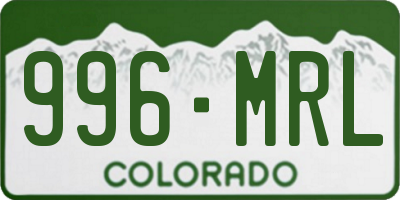 CO license plate 996MRL
