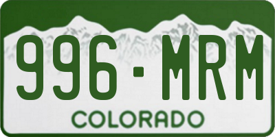 CO license plate 996MRM