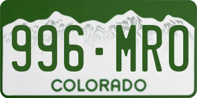 CO license plate 996MRO