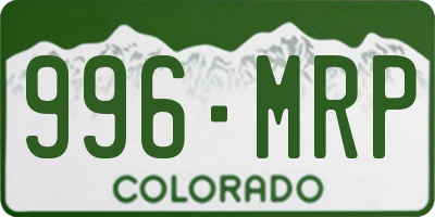 CO license plate 996MRP