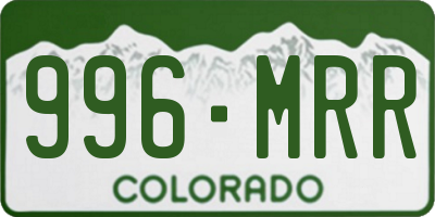 CO license plate 996MRR