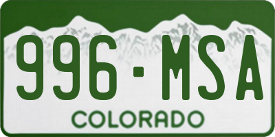 CO license plate 996MSA