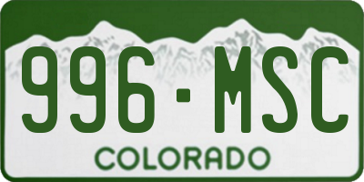 CO license plate 996MSC
