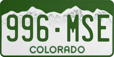 CO license plate 996MSE
