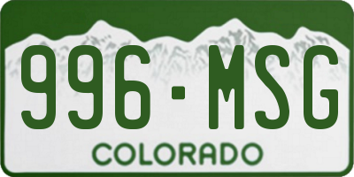 CO license plate 996MSG