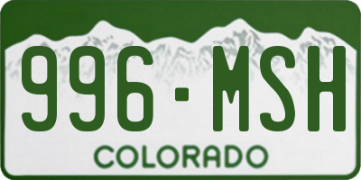 CO license plate 996MSH