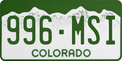 CO license plate 996MSI