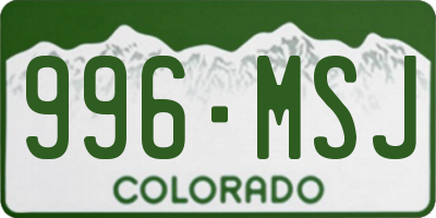 CO license plate 996MSJ