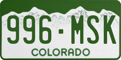 CO license plate 996MSK