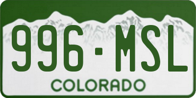 CO license plate 996MSL