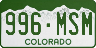 CO license plate 996MSM