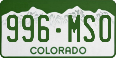 CO license plate 996MSO