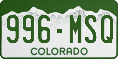 CO license plate 996MSQ