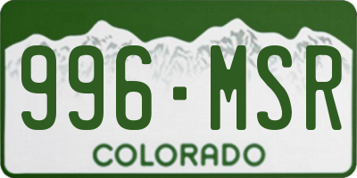 CO license plate 996MSR