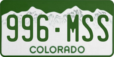 CO license plate 996MSS