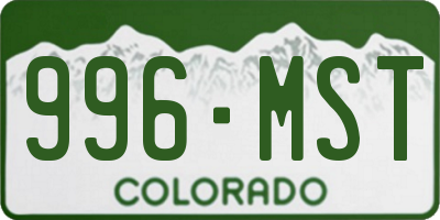 CO license plate 996MST