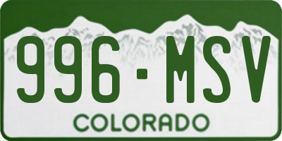 CO license plate 996MSV
