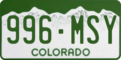 CO license plate 996MSY