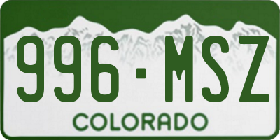 CO license plate 996MSZ