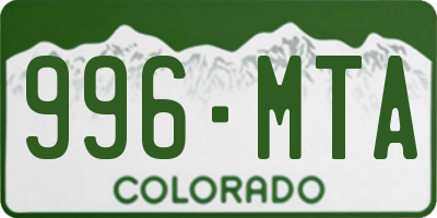 CO license plate 996MTA