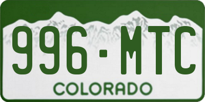 CO license plate 996MTC
