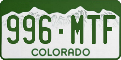 CO license plate 996MTF