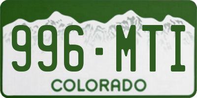 CO license plate 996MTI
