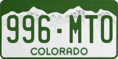 CO license plate 996MTO