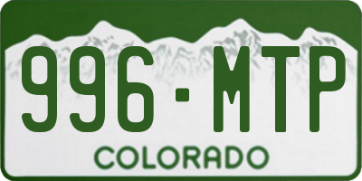 CO license plate 996MTP
