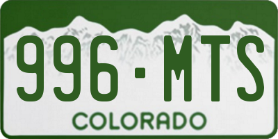 CO license plate 996MTS