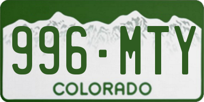 CO license plate 996MTY
